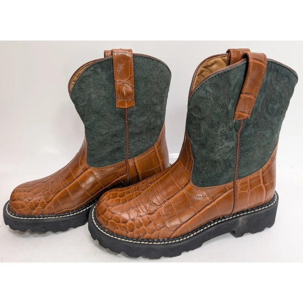 Ariat 🐎Fatbaby Almond Gator Print Western Boots - Ladies 6.5 B *NEW*
